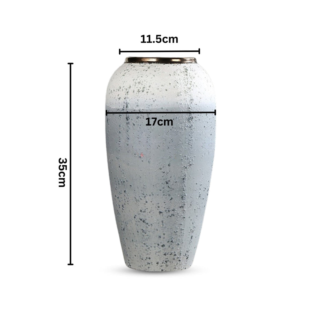 NNEAGS 35x17cm White and Grey Large Ceramic Flower Vase Elegant Living Room Home Decor-1