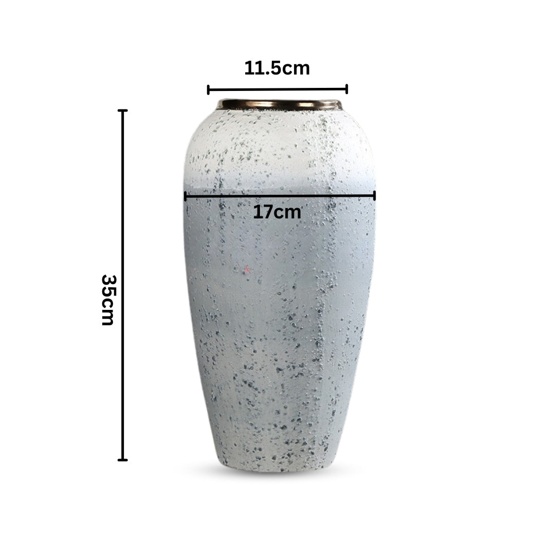 NNEAGS 35x17cm White and Grey Large Ceramic Flower Vase Elegant Living Room Home Decor-1