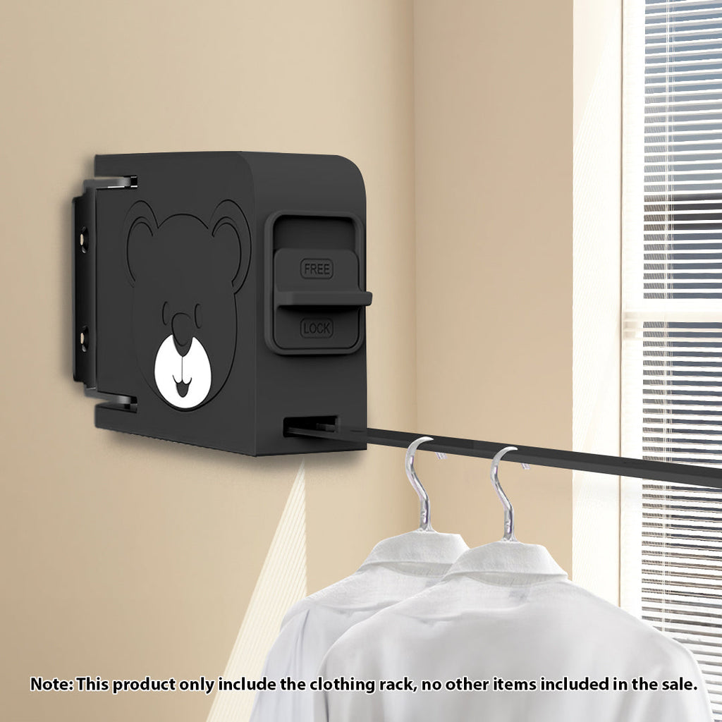 NNEAGS 2X 160mm Wall-Mounted Clothes Line Dry Rack Retractable Space-Saving Foldable Hanger Black-1