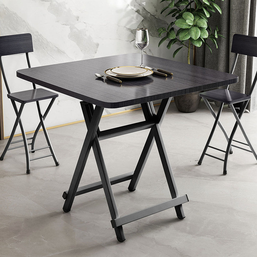NNEAGS Black Dining Table Portable Square Surface Space Saving Folding Desk Home Decor-2