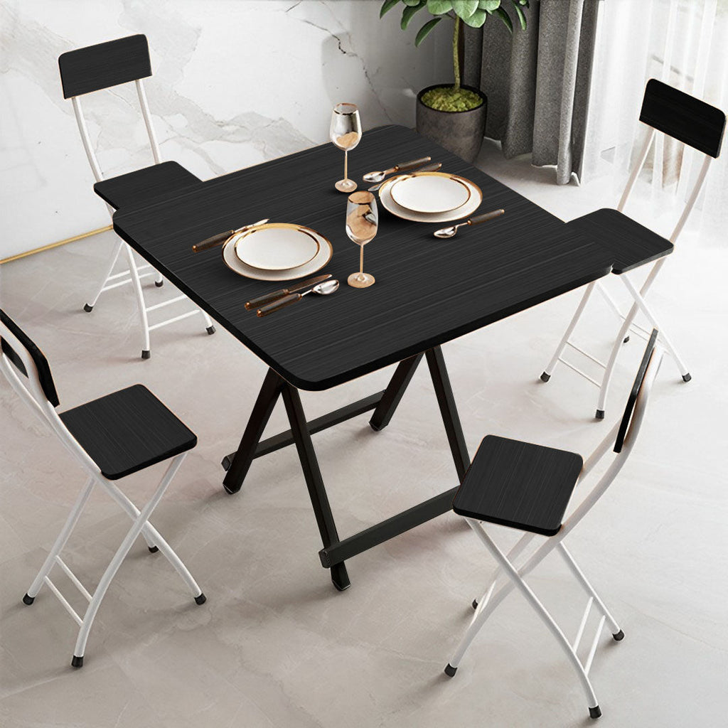 NNEAGS Black Dining Table Portable Square Surface Space Saving Folding Desk Home Decor-3