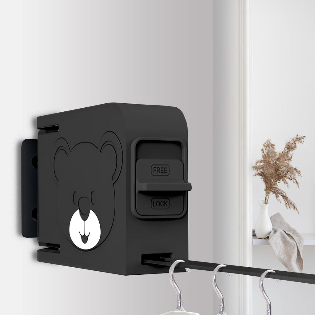 NNEAGS 2X 160mm Wall-Mounted Clothes Line Dry Rack Retractable Space-Saving Foldable Hanger Black-3