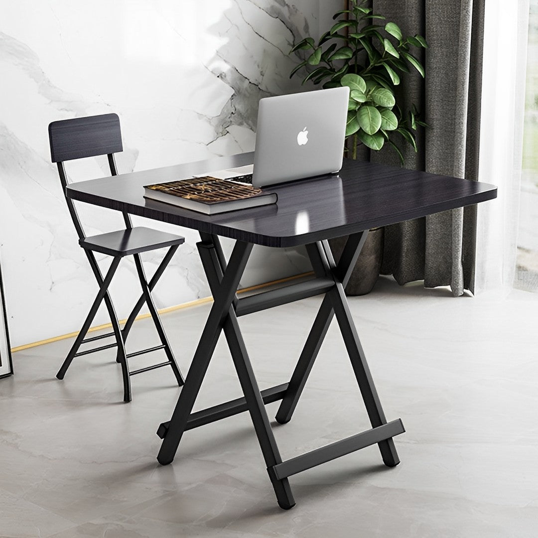 NNEAGS Black Dining Table Portable Square Surface Space Saving Folding Desk Home Decor-4