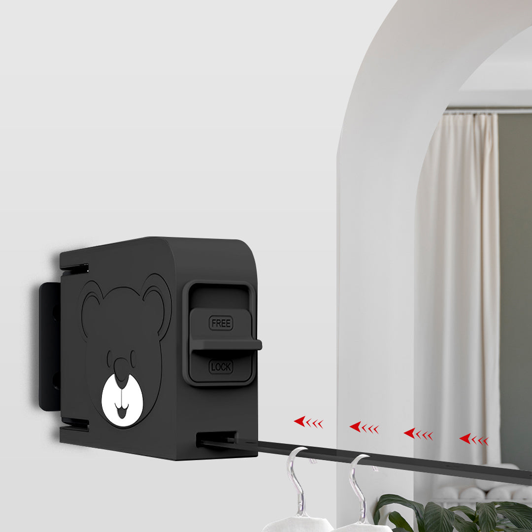 NNEAGS 2X 160mm Wall-Mounted Clothes Line Dry Rack Retractable Space-Saving Foldable Hanger Black-4