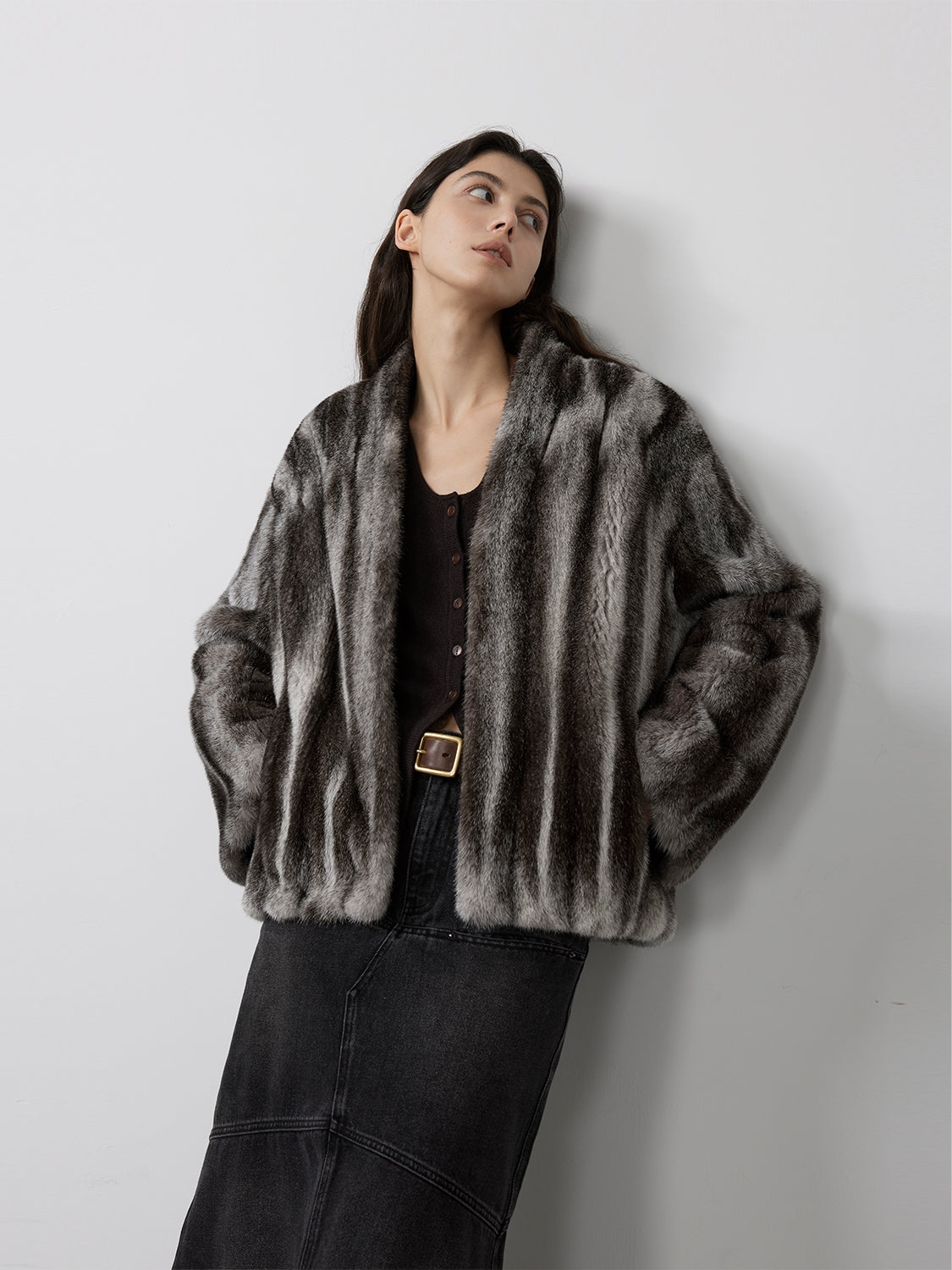 Star Rain Mink Collector's Edition V-Neck Full Draw Mink Coat-2