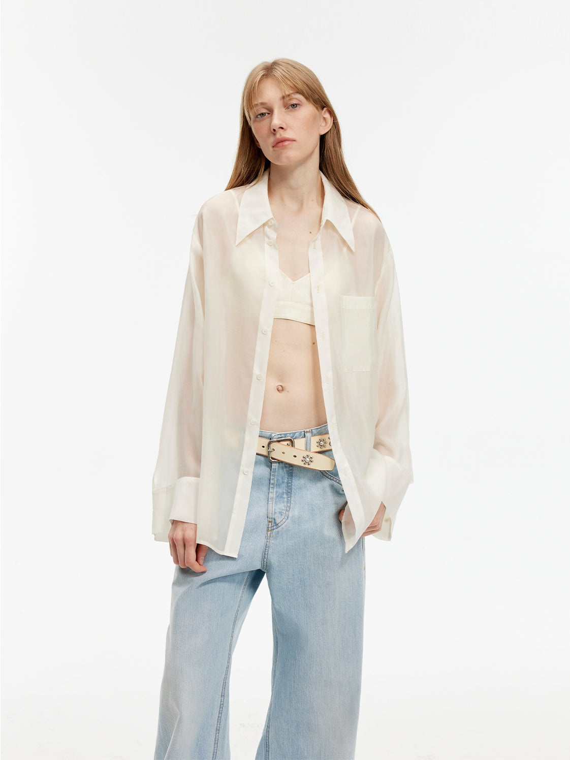 Wave Relaxed Cupro-Amino Sun-Proof Shirt“Hazy Spring”-0