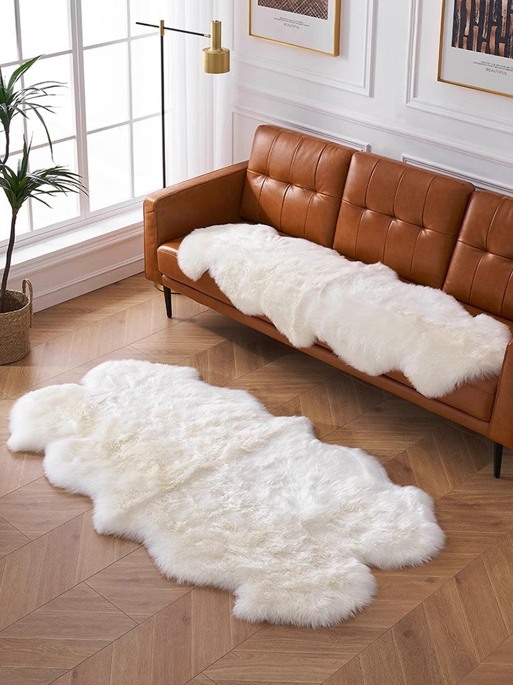 Two fur stitching (2'x6') New Zealand sheepskin rugs-0