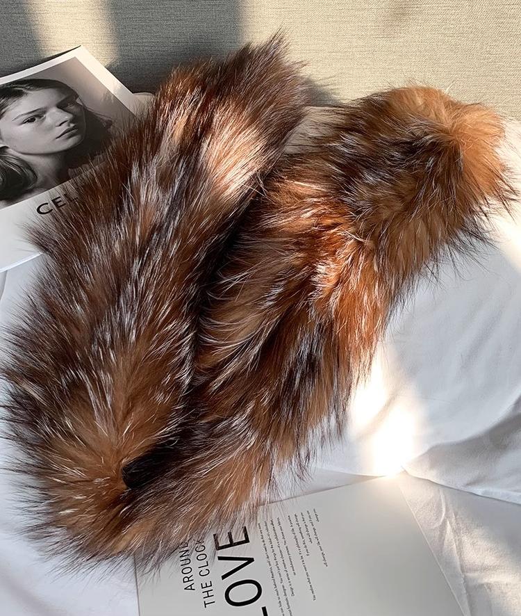 Fox Fur Knitted Scarf Warm Double-Sided Fur Neck Scarf-3