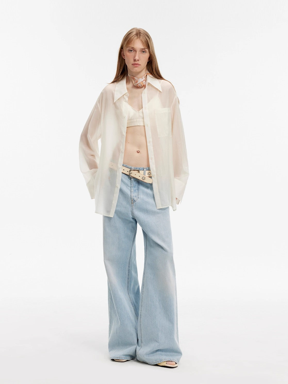 Wave Relaxed Cupro-Amino Sun-Proof Shirt“Hazy Spring”-1