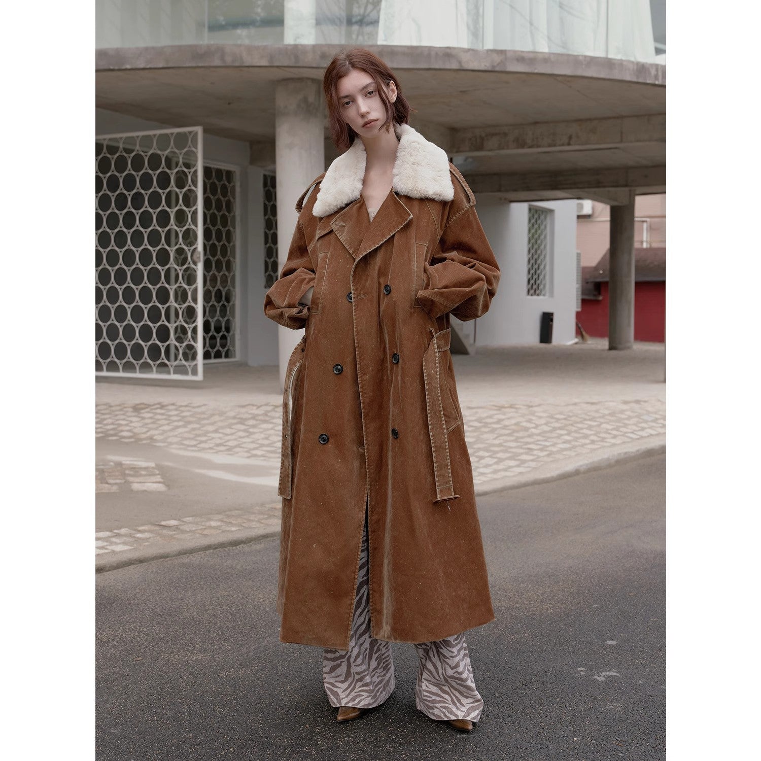 "Windbreaker and Winter" Detachable Wool Lapel Long Windbreaker Parka White Goose Down Down Jacket Winter-0