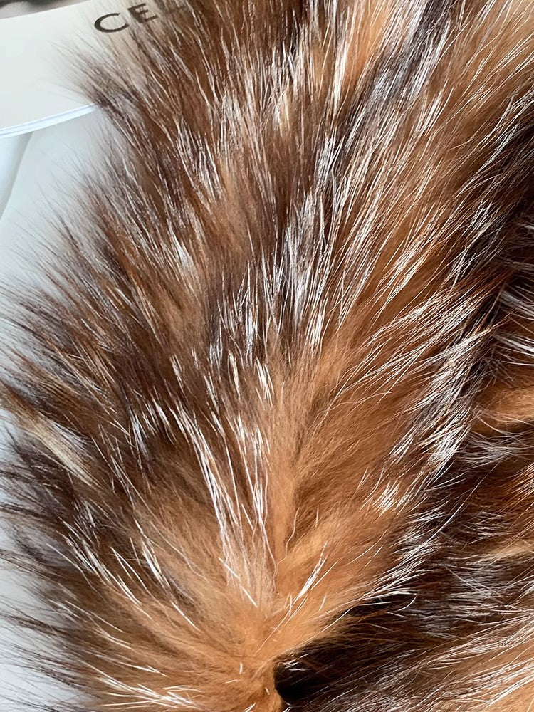 Fox Fur Knitted Scarf Warm Double-Sided Fur Neck Scarf-4