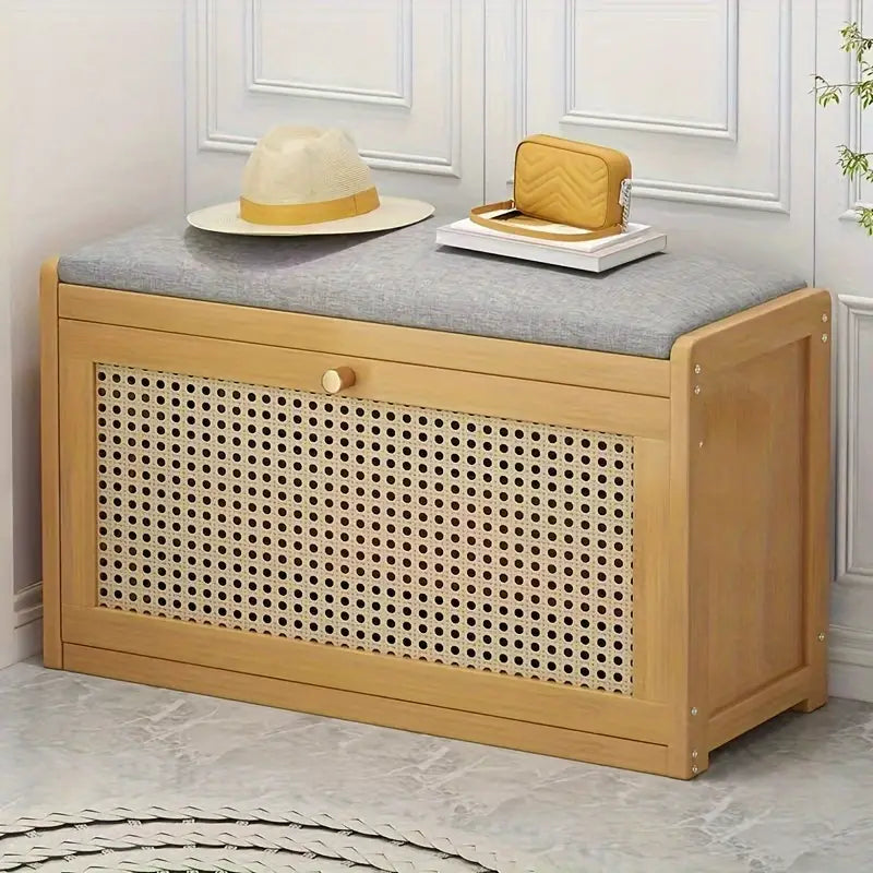 NNETM 70cm Bamboo Shoe Rack Bench - Seat and Storage-1