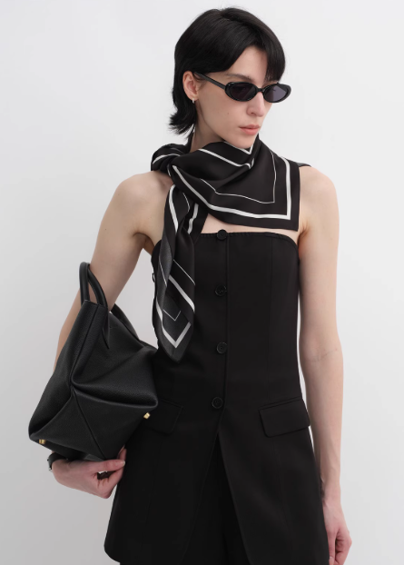 Fireladyfur Women's Stretch Silk Scarf with Original Geometric Print-3