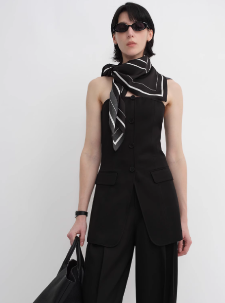 Fireladyfur Women's Stretch Silk Scarf with Original Geometric Print-4