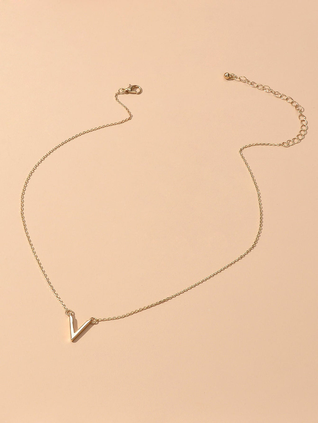 Initial V Pendant Necklace Victory Geometric Choker Boho Chain Lover Jewellery-3