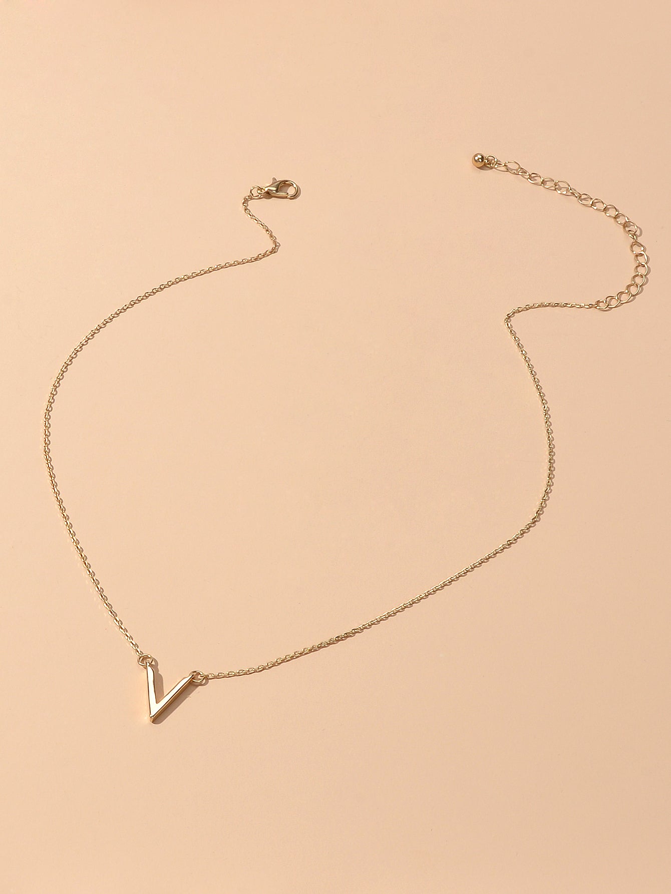 Initial V Pendant Necklace Victory Geometric Choker Boho Chain Lover Jewellery-3
