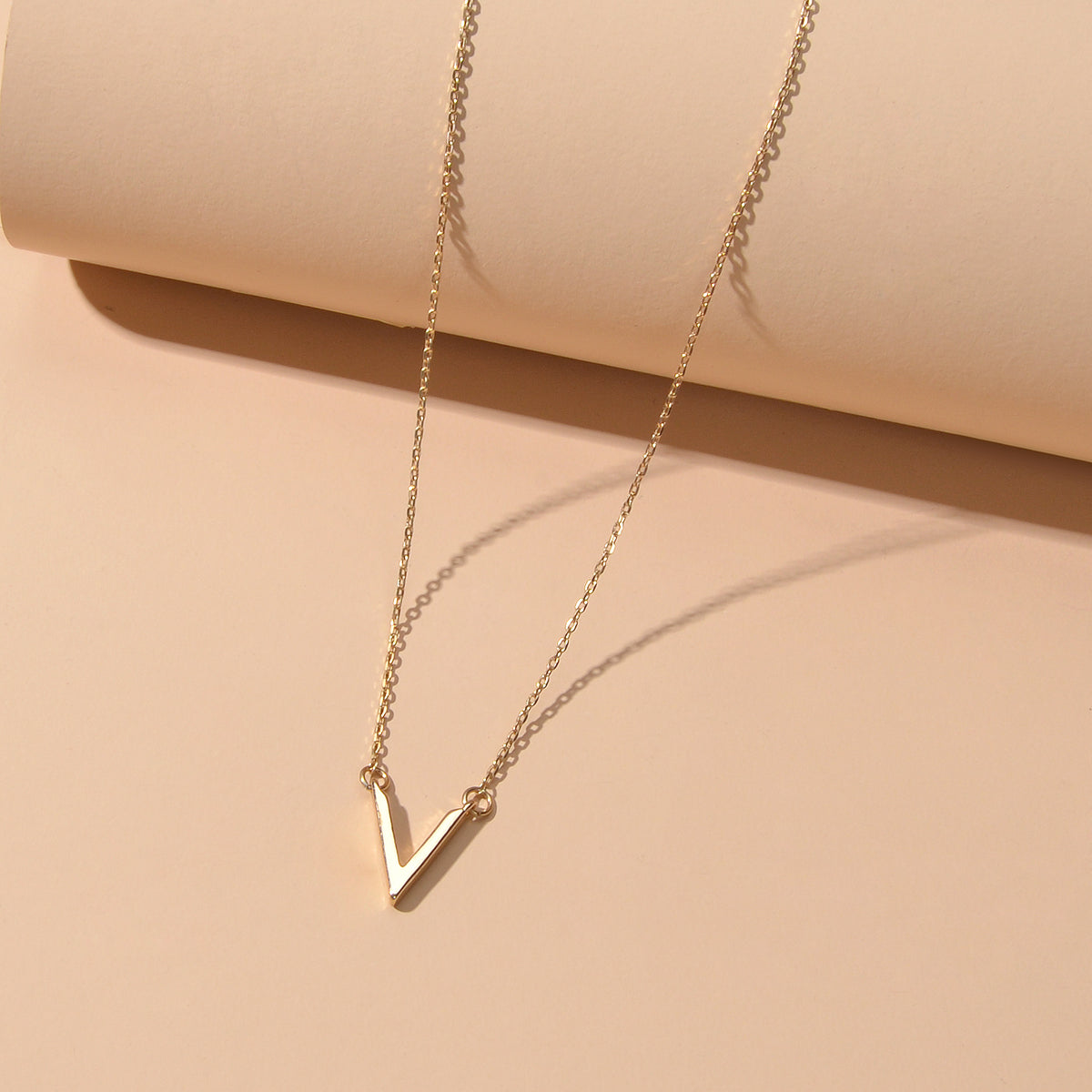 Initial V Pendant Necklace Victory Geometric Choker Boho Chain Lover Jewellery-2