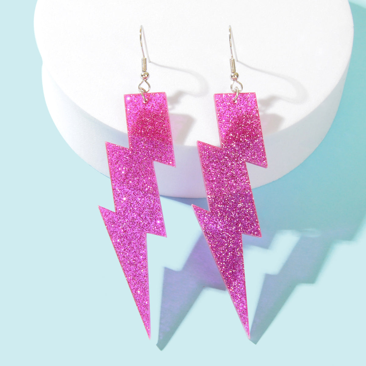 Sparkling Retro Party Acrylic Exaggerated Women Lightning Bolt Dangle Earrings-6