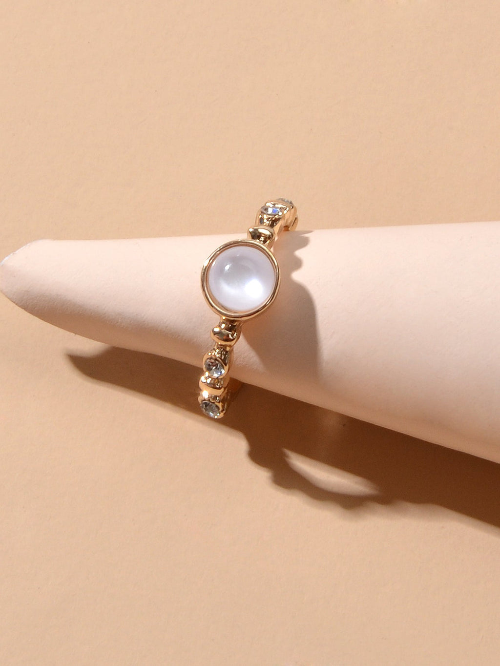 Textured Jewelry Rhinestone Opal Gold Finger Ring Luxurious Popular Accessories-0