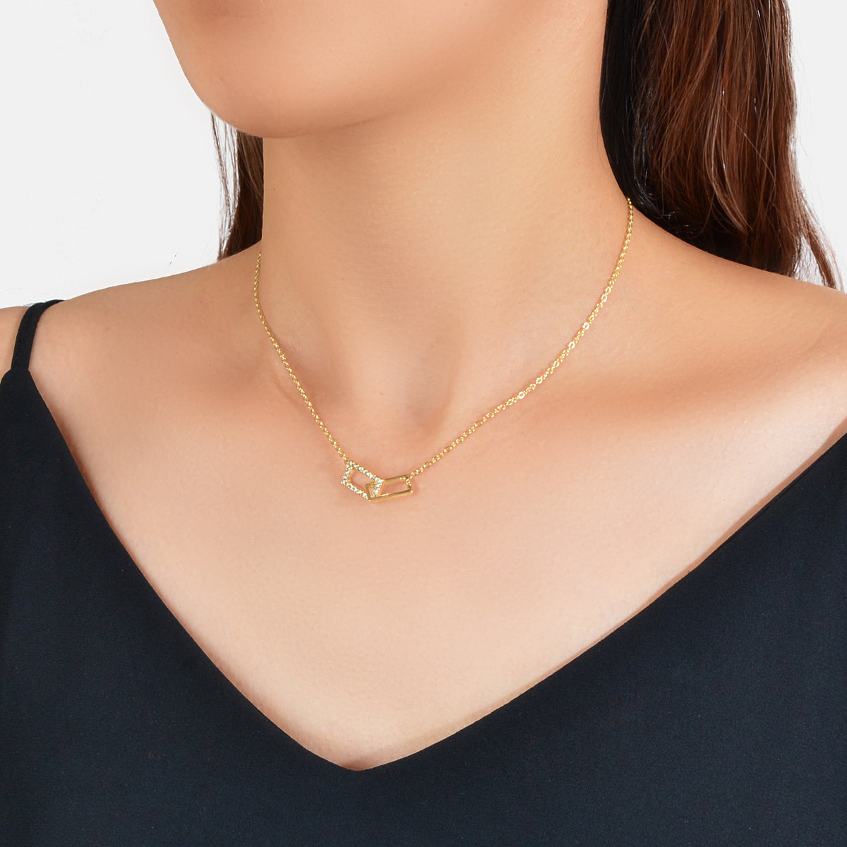 Charming Jewelry Gold Chain Crystal Square Decor Good Quality Pendant Necklace