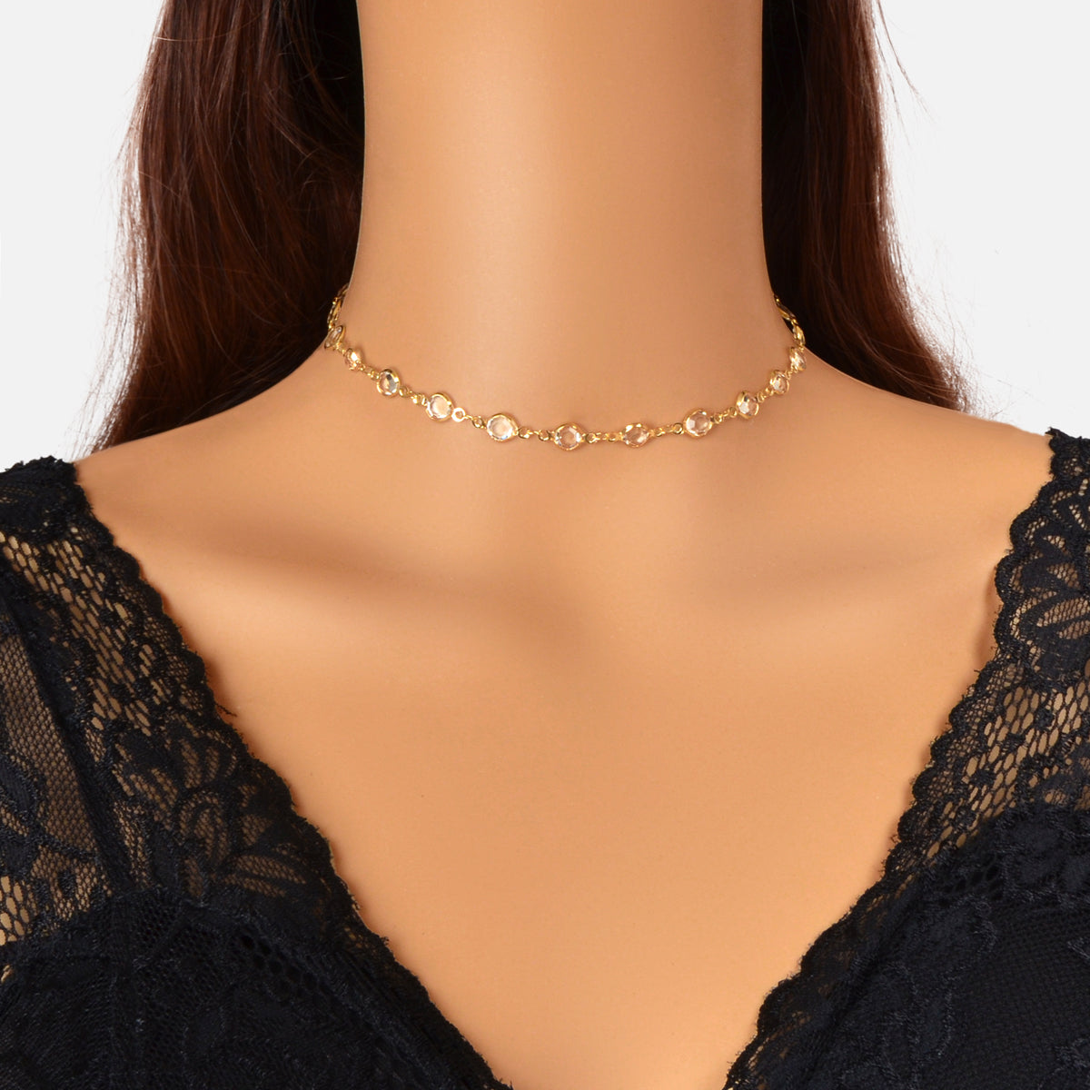 Gold Acrylic Beads Chain Link Choker Short Necklace for Women Designer Jewellery