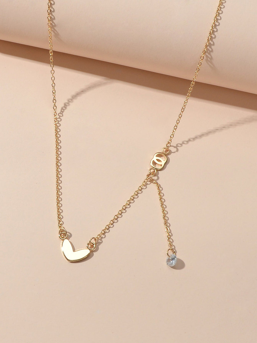 Dainty Party Gift Costume Jewellery Gold Chain Circle Heart Charm Beads Necklace-1