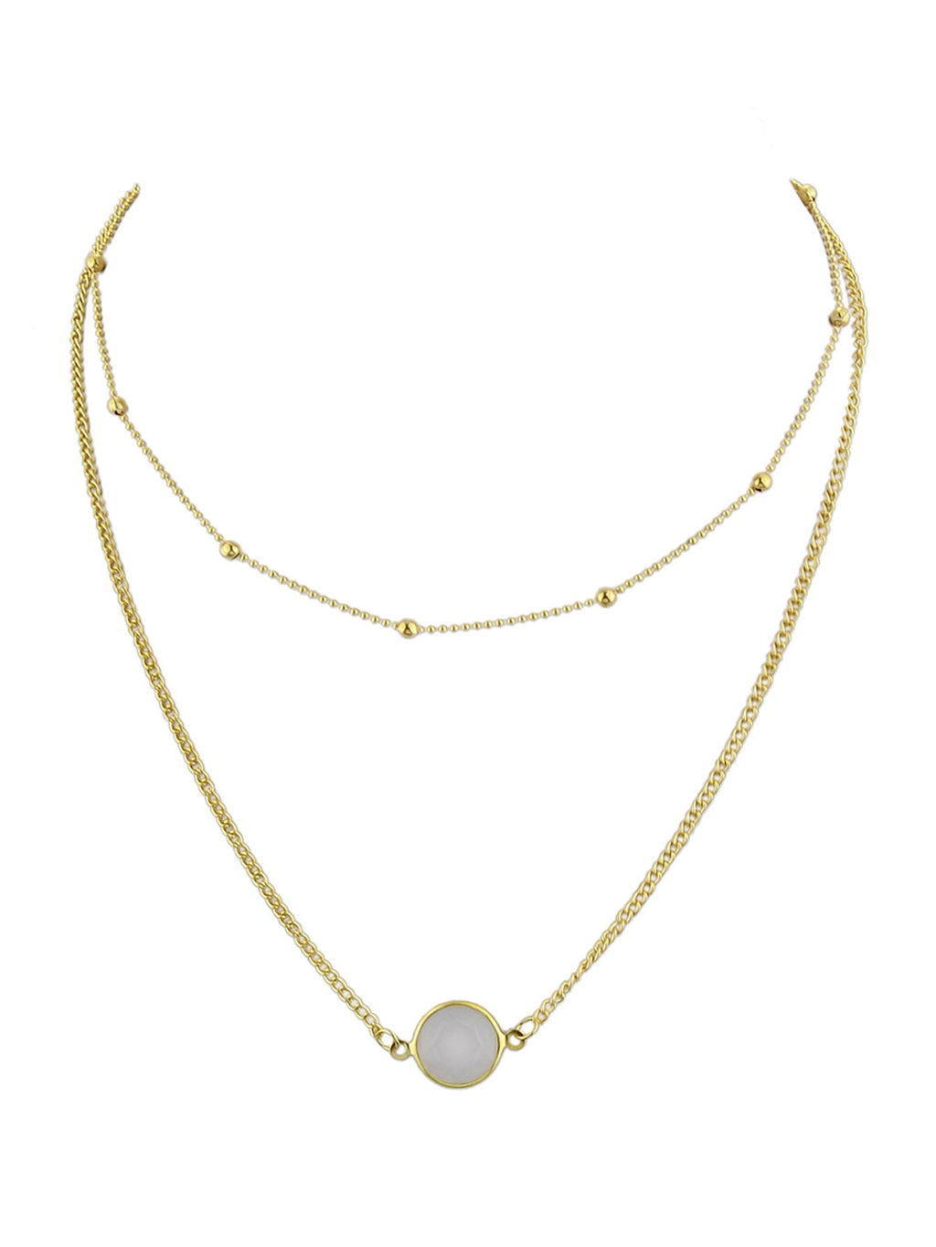 Boho Chic Double layer Gold Chain Round Charm Necklace Fashion Women Accessories-1