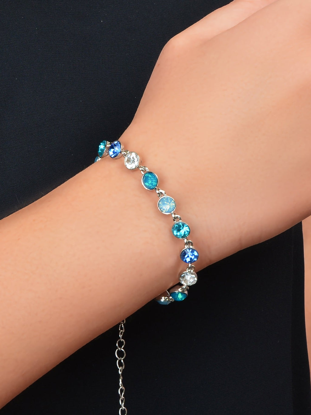 Luxury Blue Transparent Big Cubic Zirconia Bracelet Wedding Engagement Jewellery-0