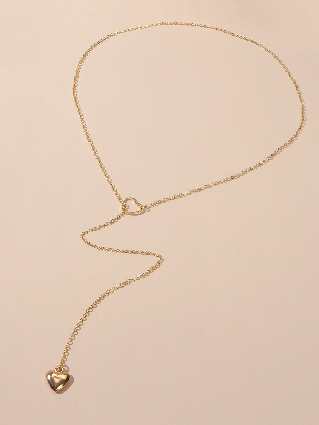 Minimalist Gold Chain Heart Lock Y Lariat Necklace Trendy Women Teens Jewellery-1