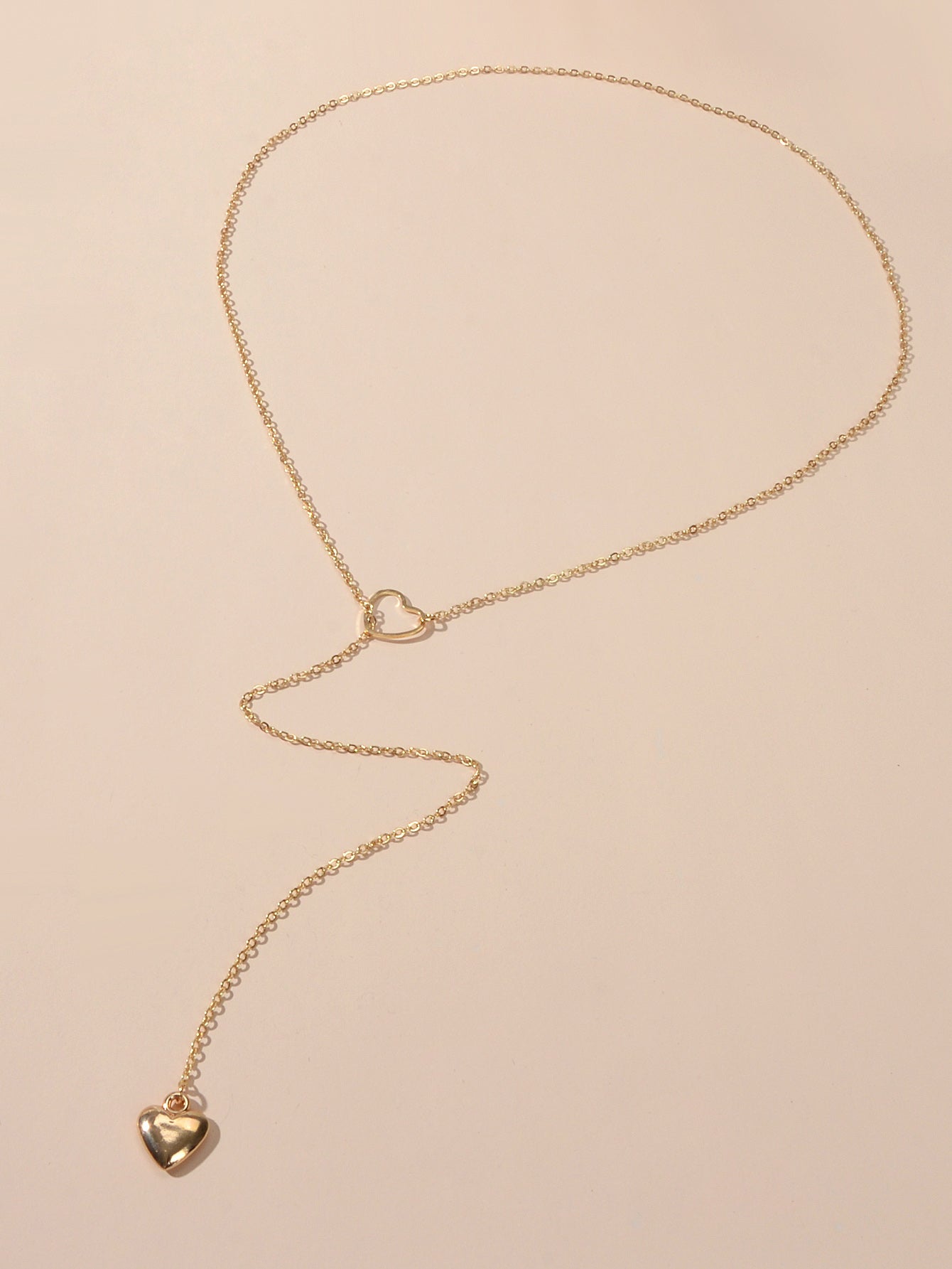 Minimalist Gold Chain Heart Lock Y Lariat Necklace Trendy Women Teens Jewellery-1