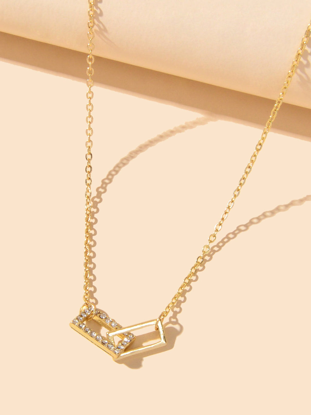 Charming Jewelry Gold Chain Crystal Square Decor Good Quality Pendant Necklace