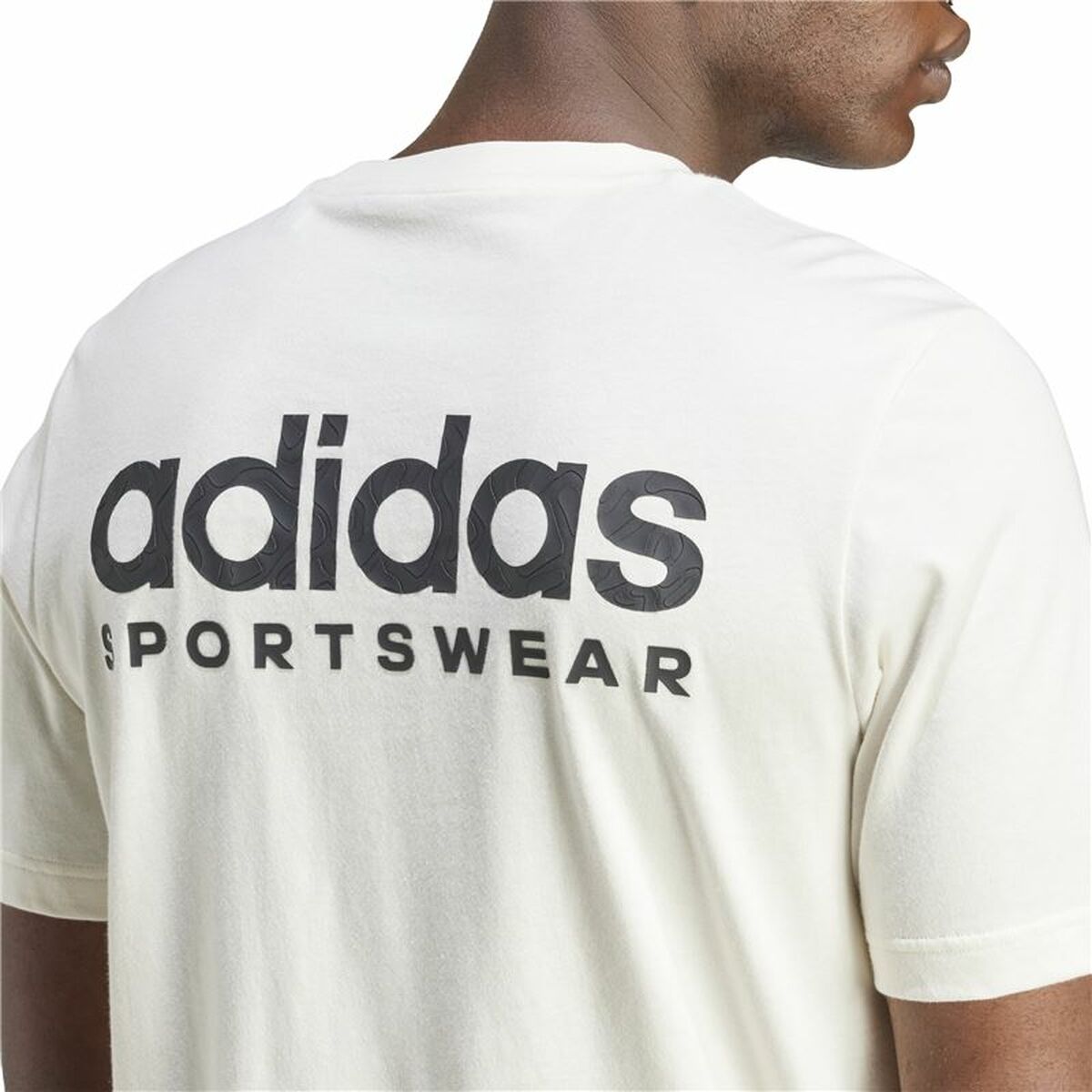 Men’s Short Sleeve T-Shirt Adidas Molded Linear White Natural
