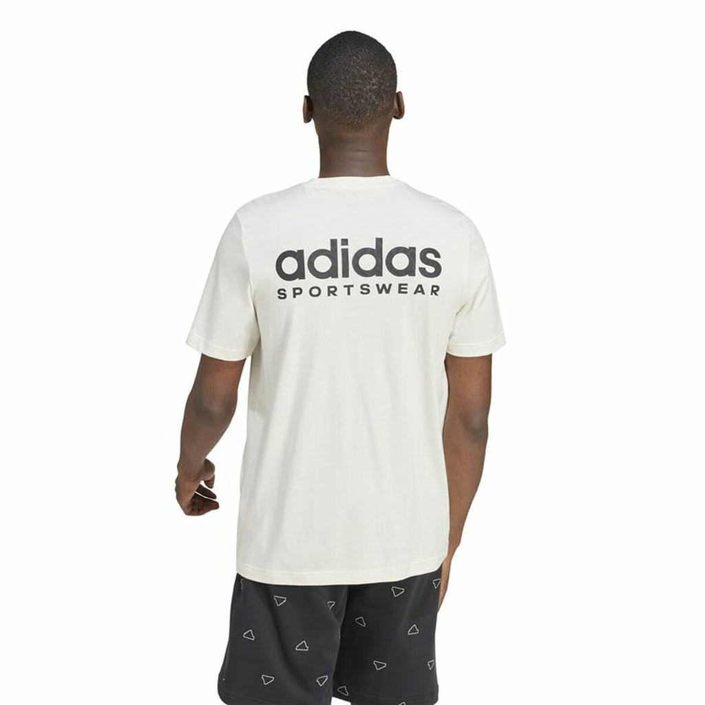 Men’s Short Sleeve T-Shirt Adidas Molded Linear White Natural