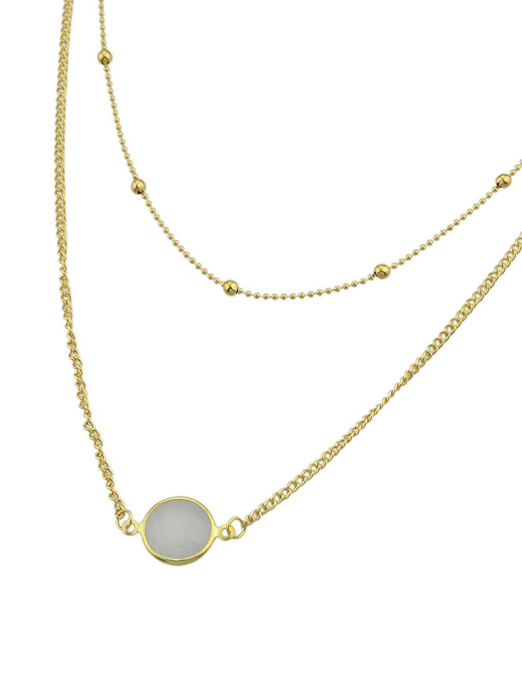 Boho Chic Double layer Gold Chain Round Charm Necklace Fashion Women Accessories-2