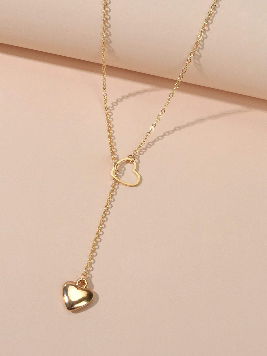 Minimalist Gold Chain Heart Lock Y Lariat Necklace Trendy Women Teens Jewellery-2