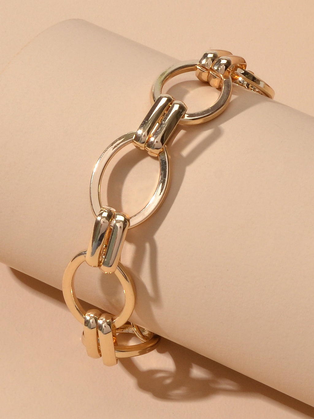 Goth Punk Hip Hop Gold Circle Link Chain Bracelet Wholesale Women Accessories-2