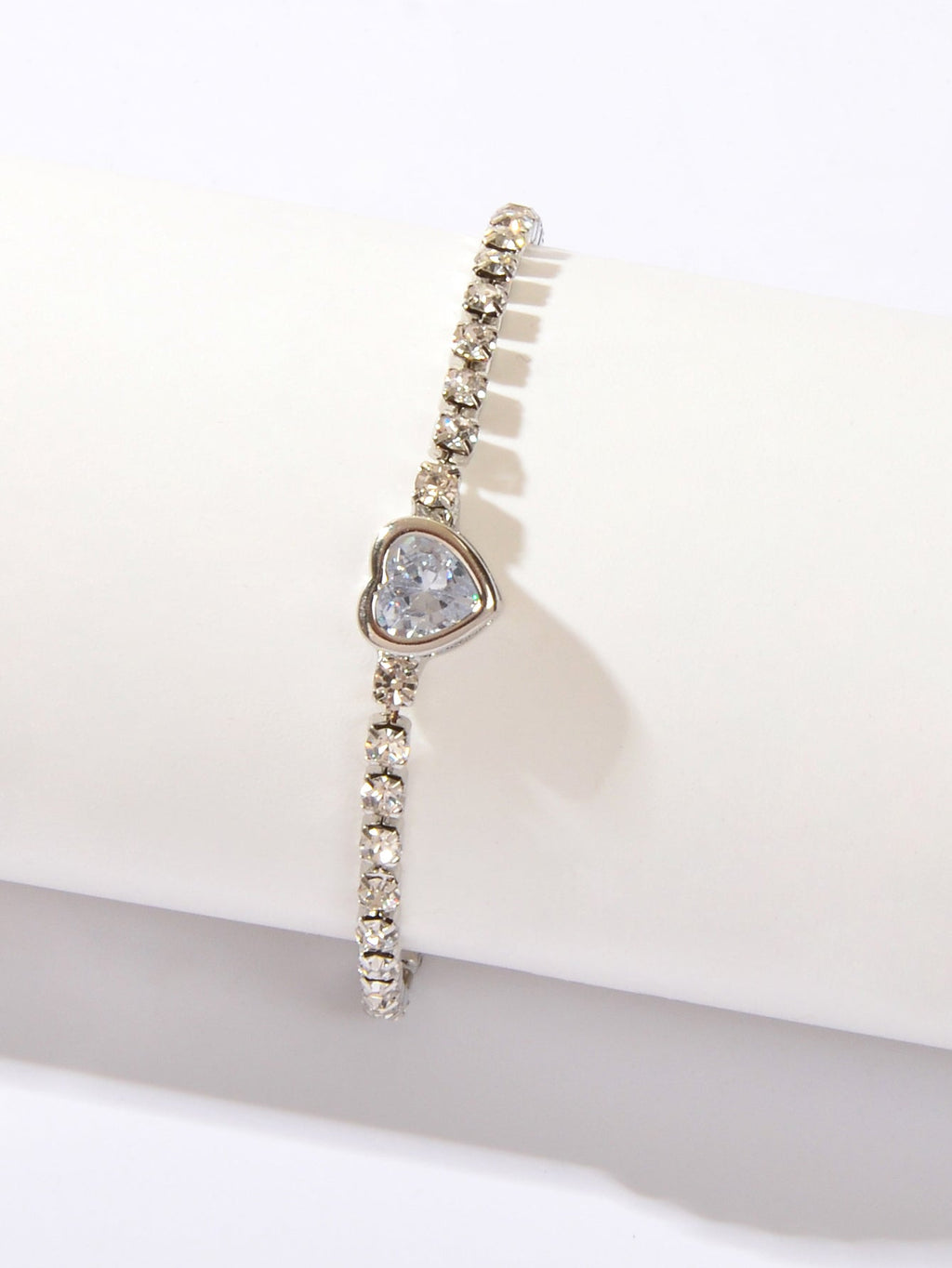 Anniversary Jewellery Shining Luxury Rhinestone Heart Adjustable Tennis Bracelet-2