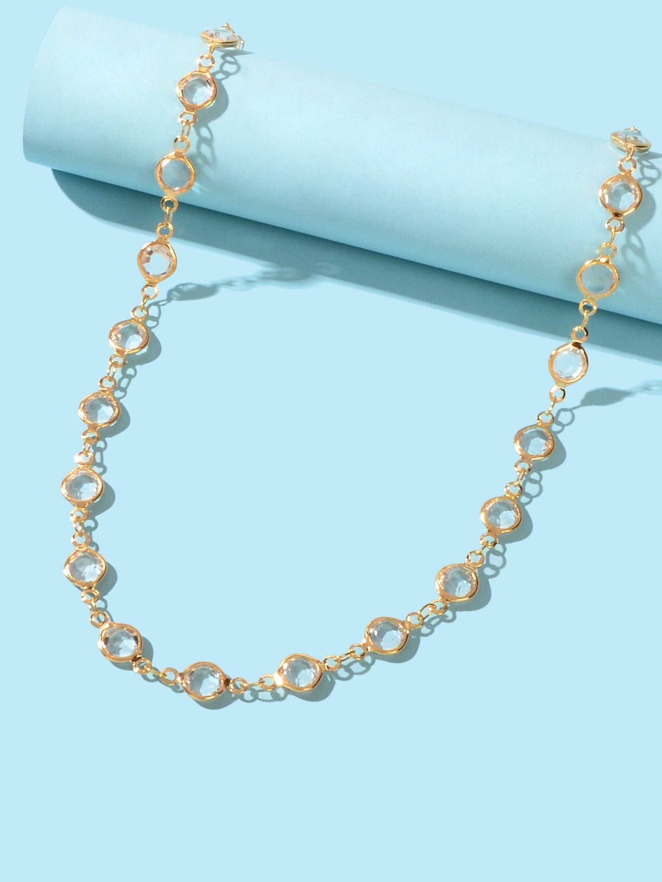 Gold Acrylic Beads Chain Link Choker Short Necklace for Women Designer Jewellery