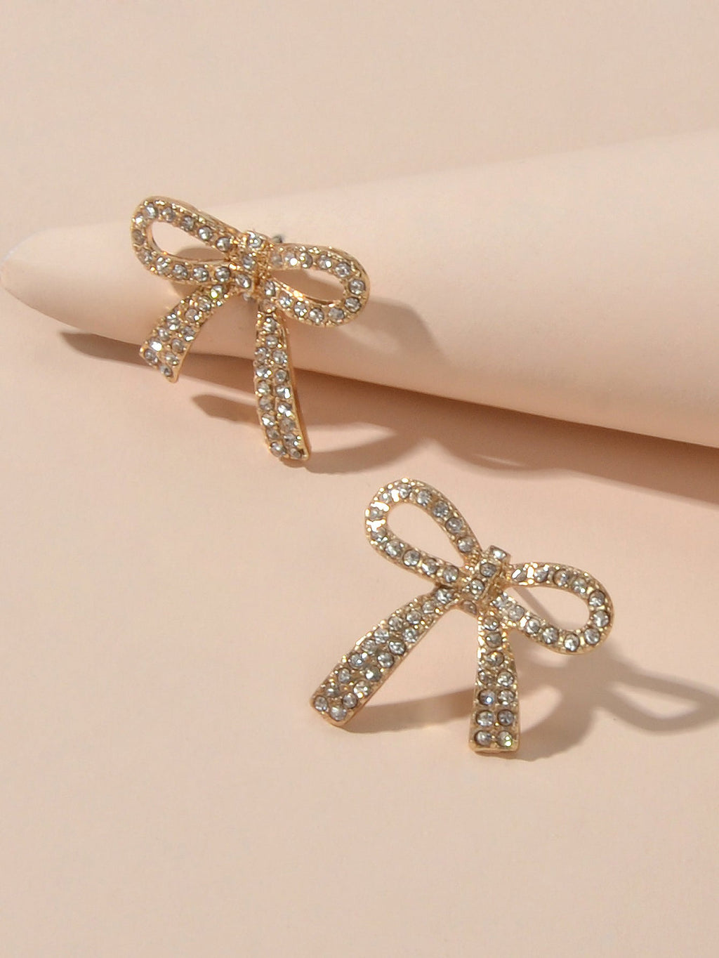 Party Jewelry Sparkly Rhinestone Gold Plated Bow-knot Stud Earrings Ladies Gifts