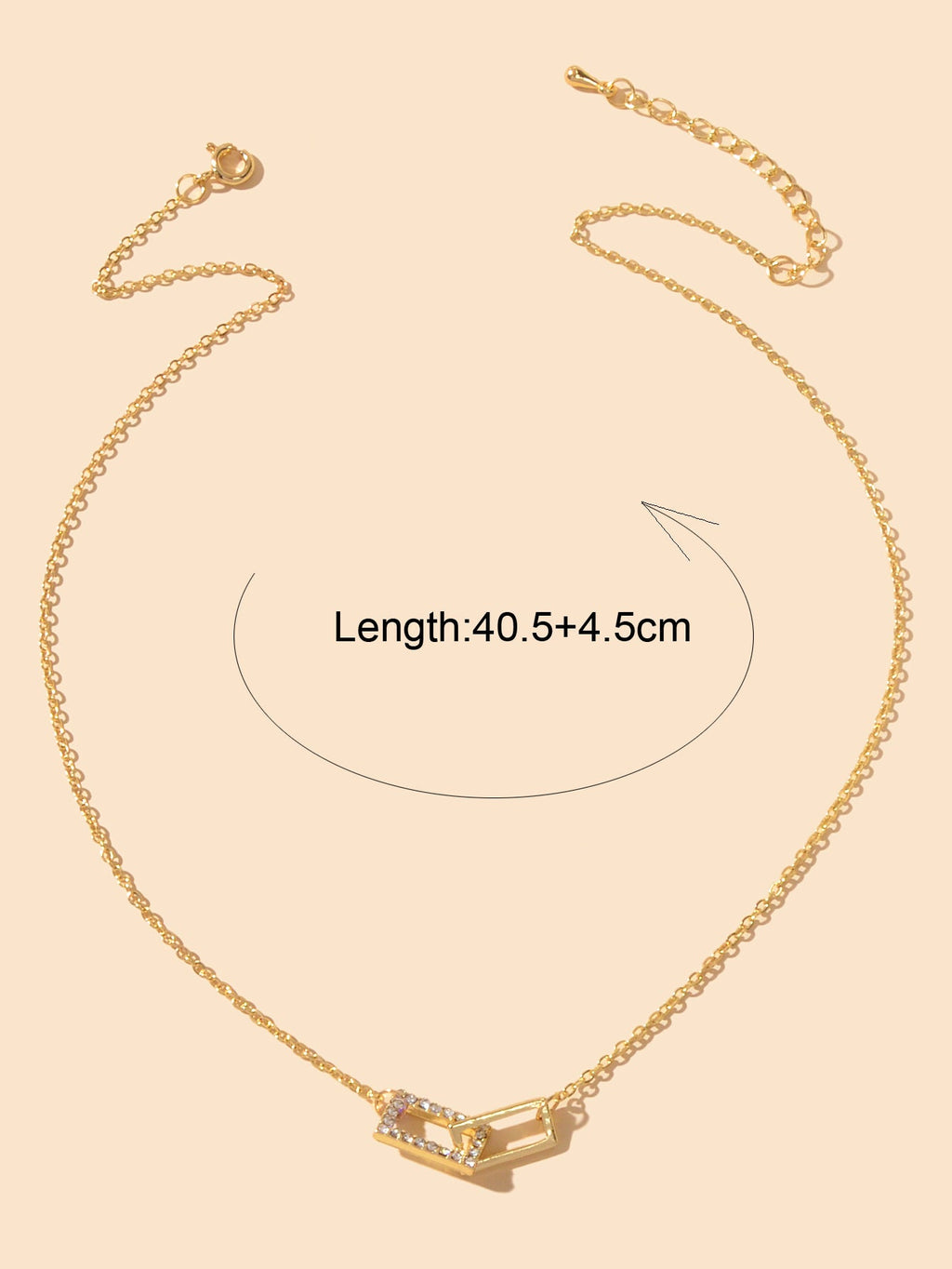 Charming Jewelry Gold Chain Crystal Square Decor Good Quality Pendant Necklace