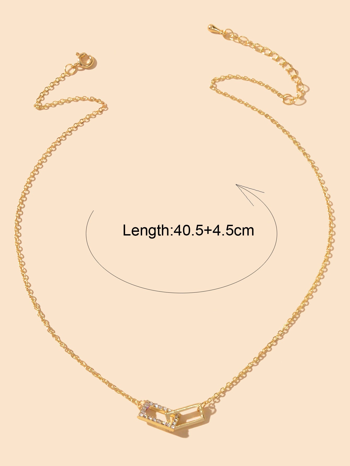 Charming Jewelry Gold Chain Crystal Square Decor Good Quality Pendant Necklace