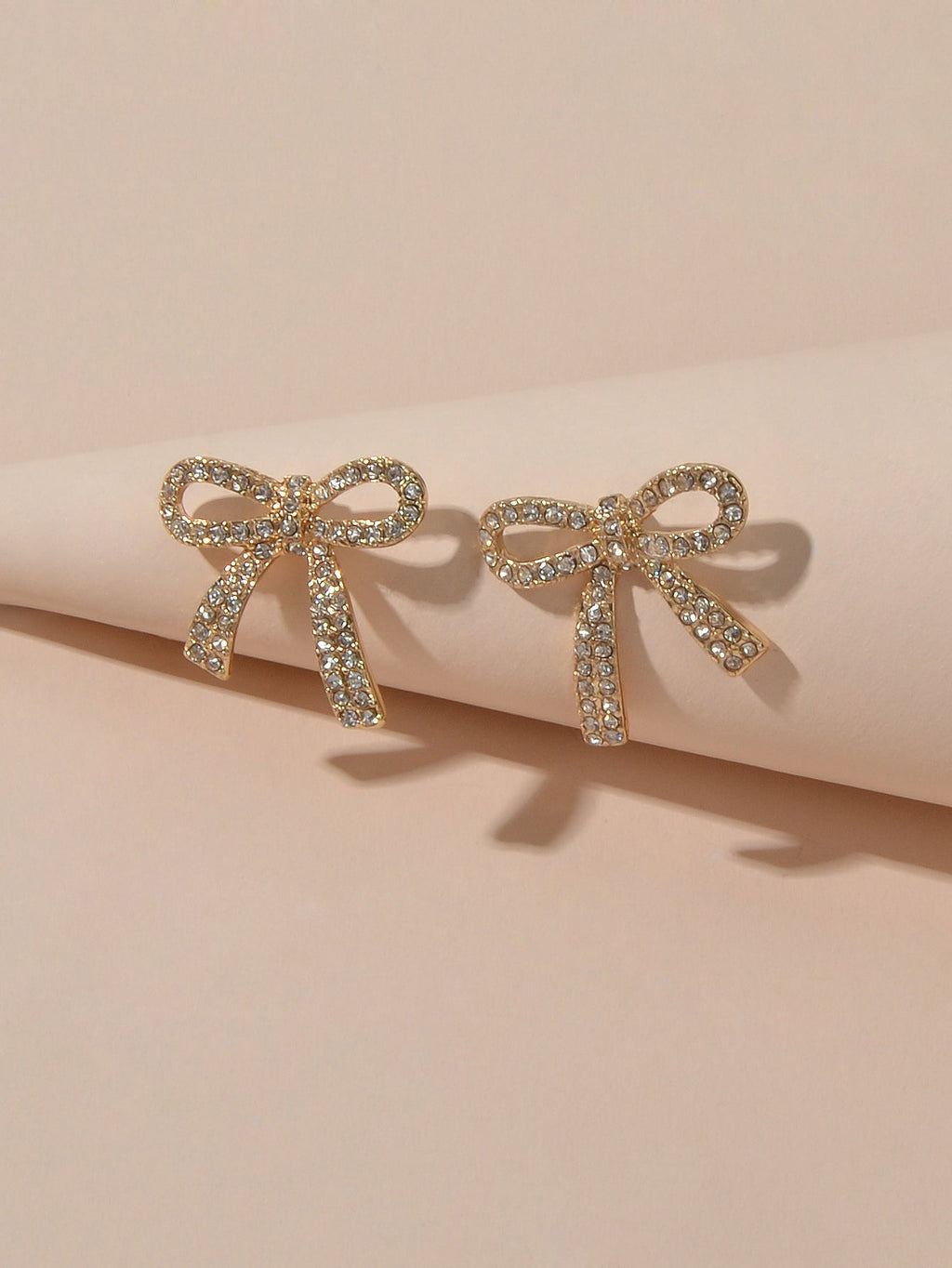 Party Jewelry Sparkly Rhinestone Gold Plated Bow-knot Stud Earrings Ladies Gifts