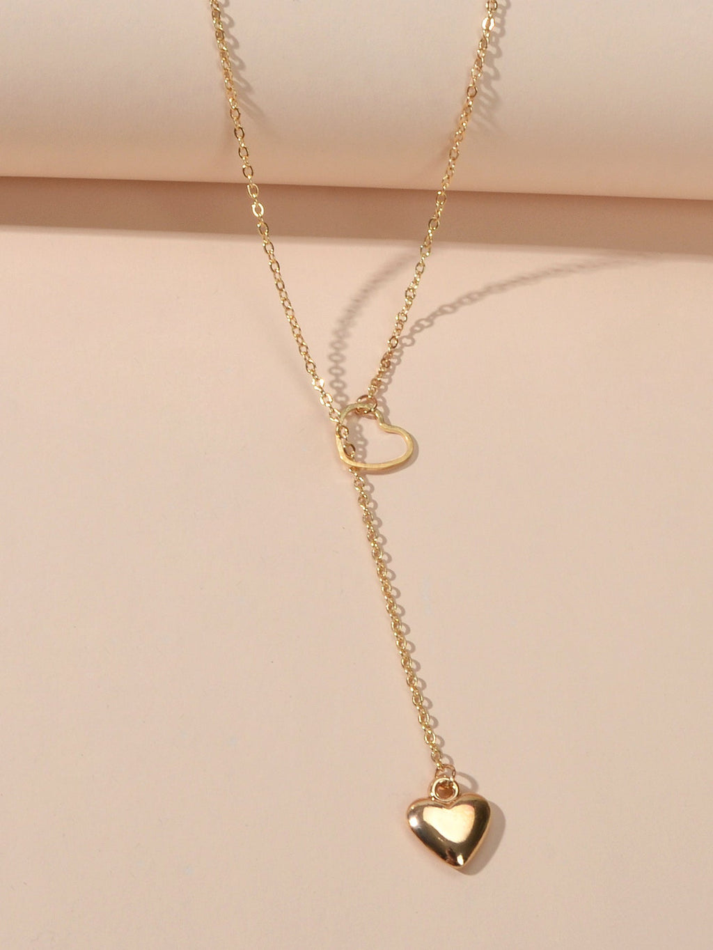 Minimalist Gold Chain Heart Lock Y Lariat Necklace Trendy Women Teens Jewellery-3