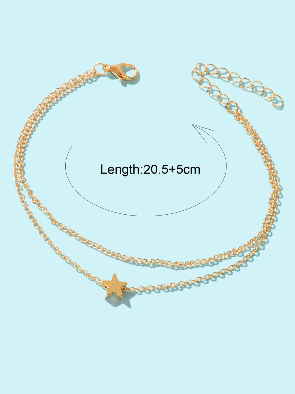 Minimalist Double layered Gold Chain Star Charm Anklet Adjustable Foot Jewellery-3