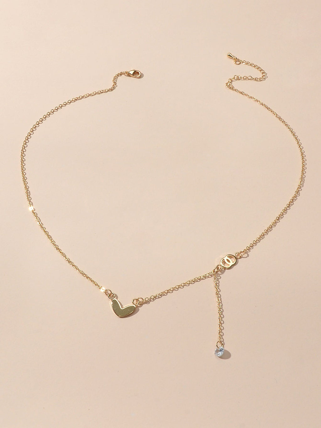 Dainty Party Gift Costume Jewellery Gold Chain Circle Heart Charm Beads Necklace-3