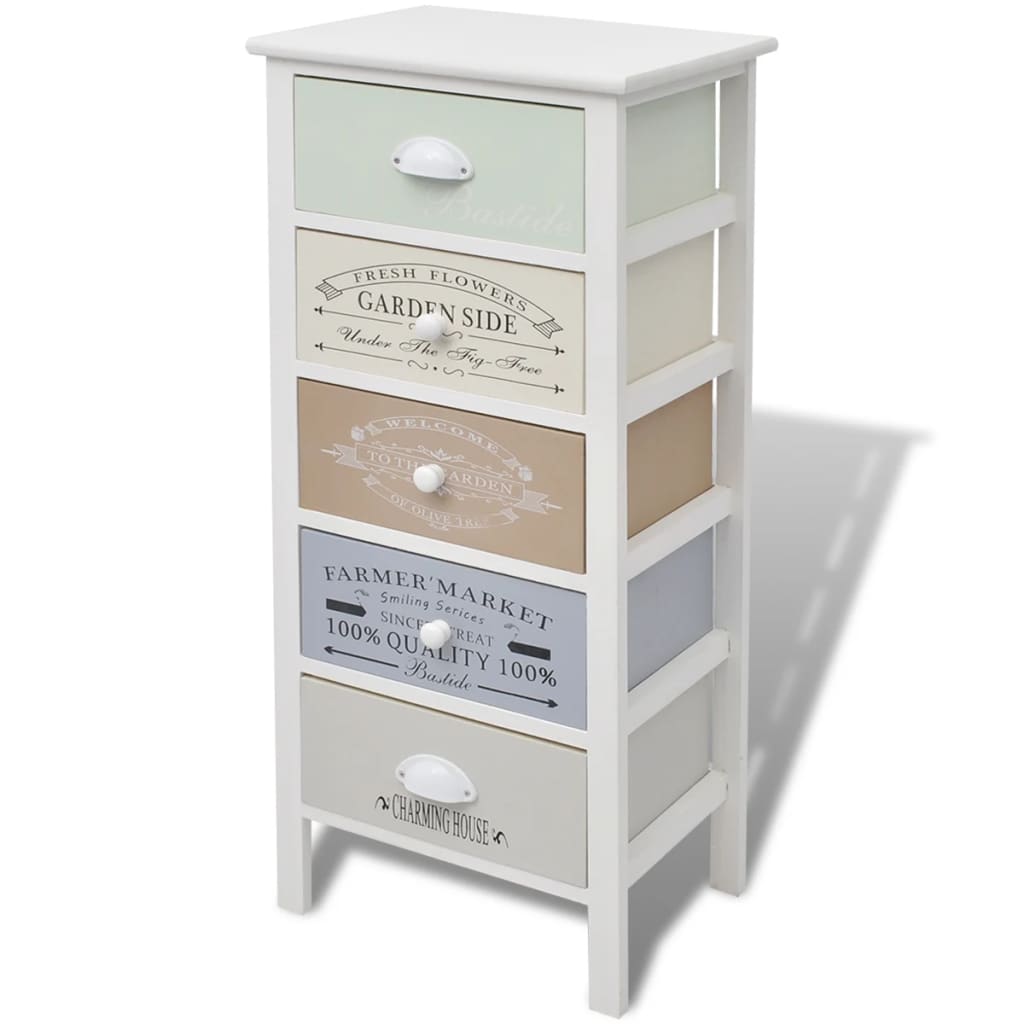 NNEVL French Storage Cabinet 5 Drawers Wood-1