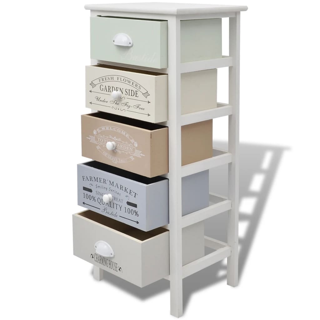 NNEVL French Storage Cabinet 5 Drawers Wood-3