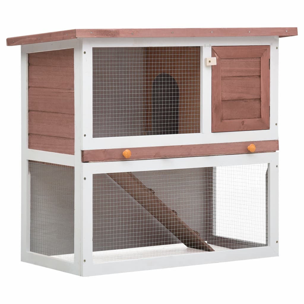 NNEVL Outdoor Rabbit Hutch 1 Door Brown Wood-0