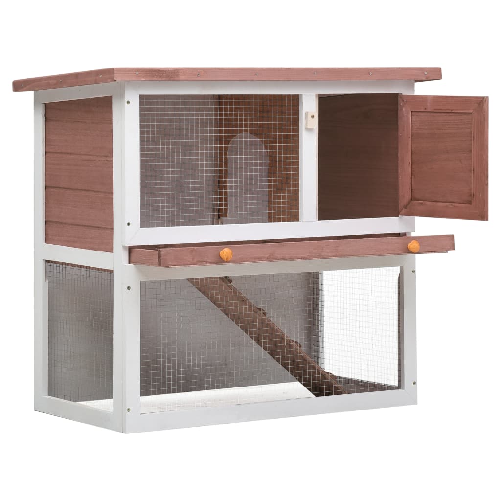 NNEVL Outdoor Rabbit Hutch 1 Door Brown Wood-1