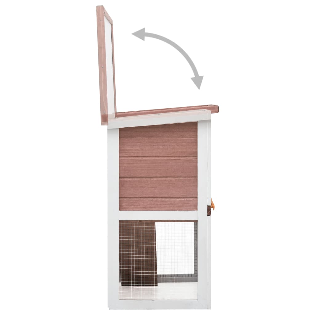 NNEVL Outdoor Rabbit Hutch 1 Door Brown Wood-3